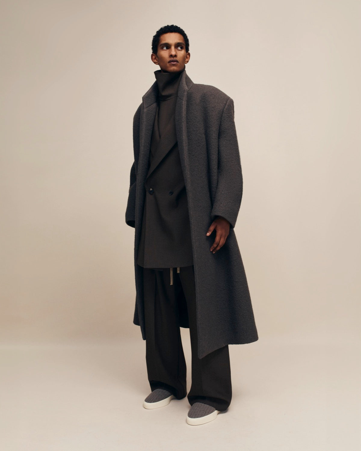 Wool Canvas Wide Leg Pant