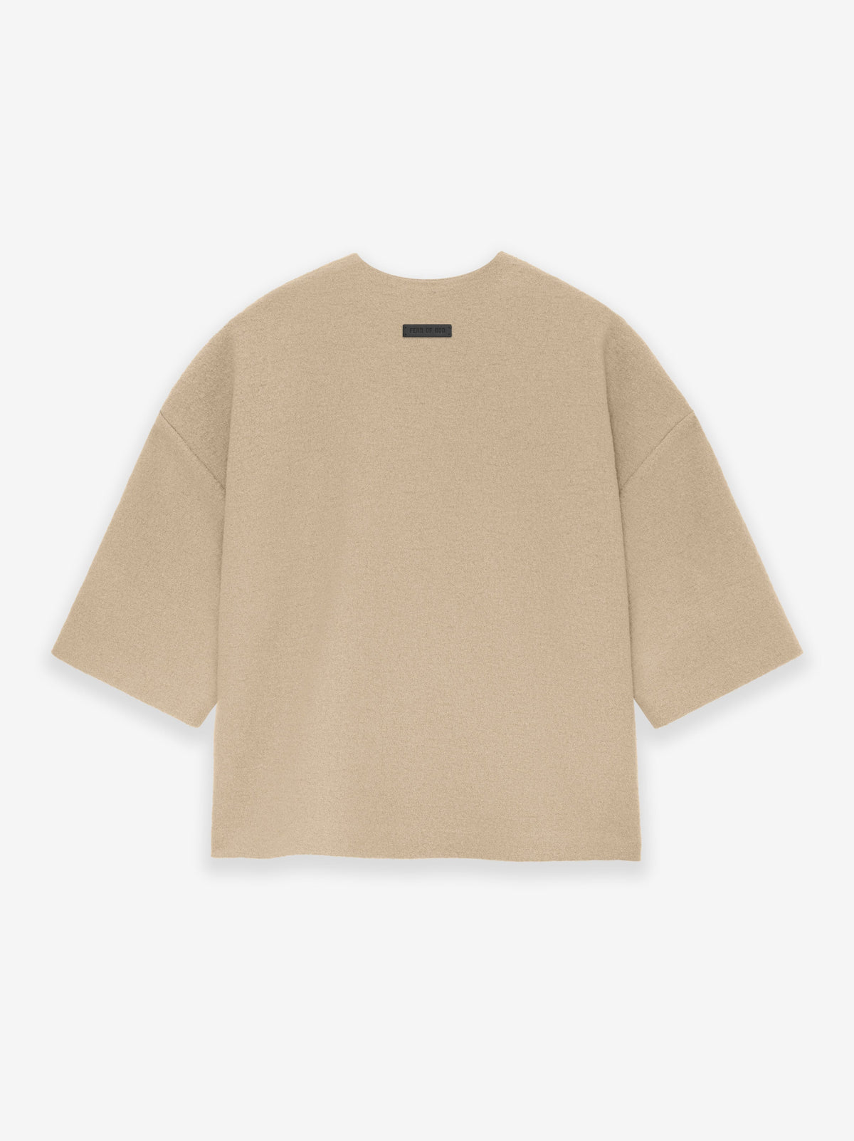 Boiled Wool 3/4 Sleeve Collarless Zip-Up