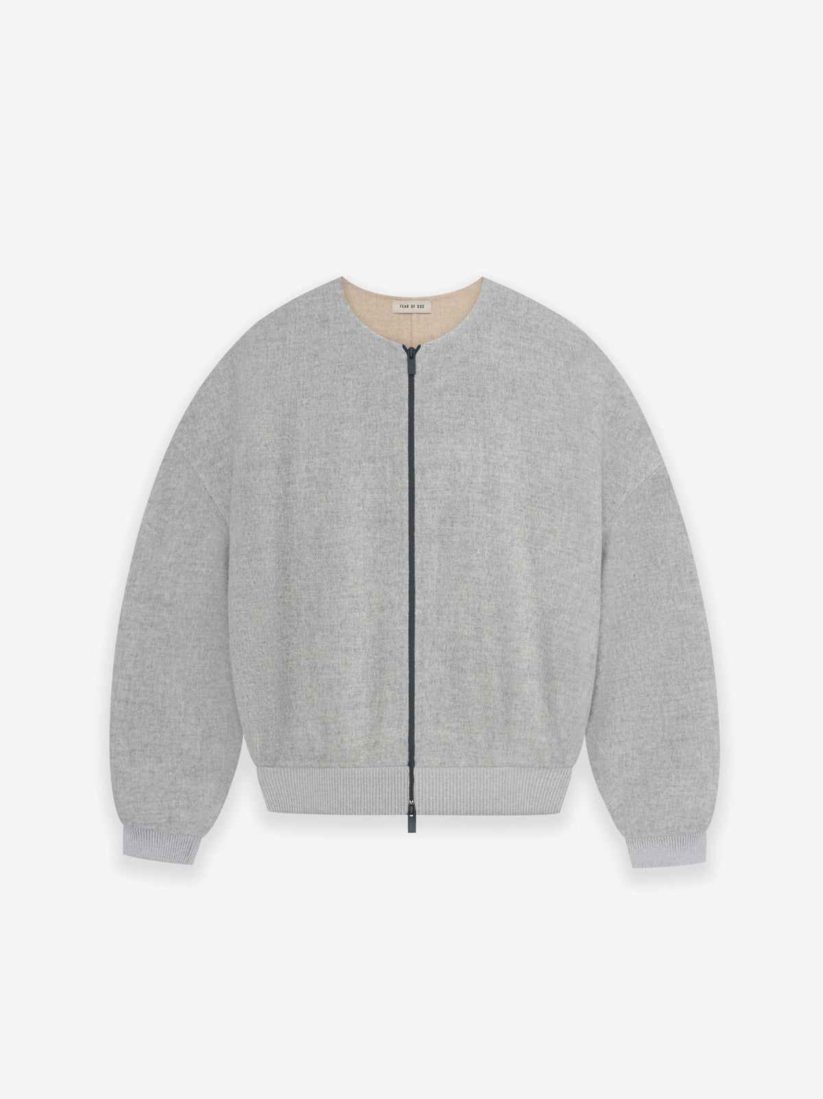 Double-Faced Wool Cashmere Collarless Bomber