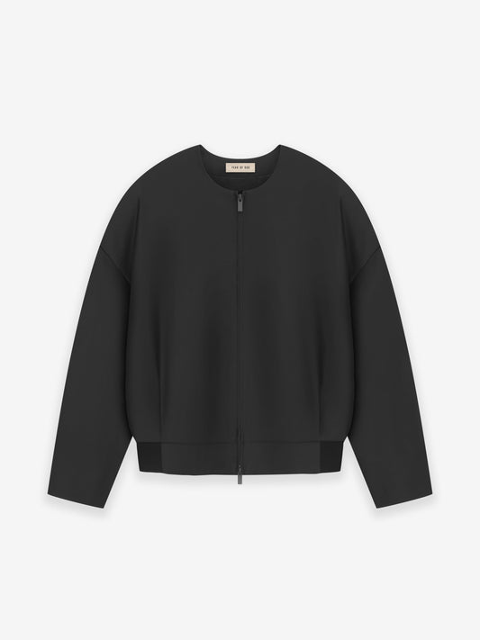Wool Silk Collarless Jacket