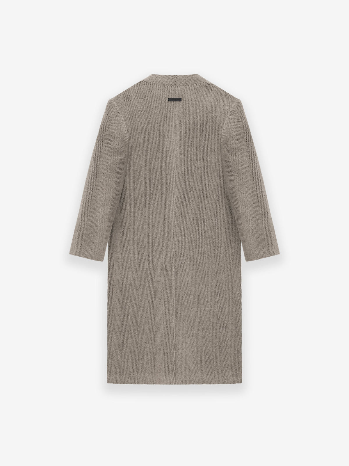 Chevron Brushed Wool Lapelless Overcoat