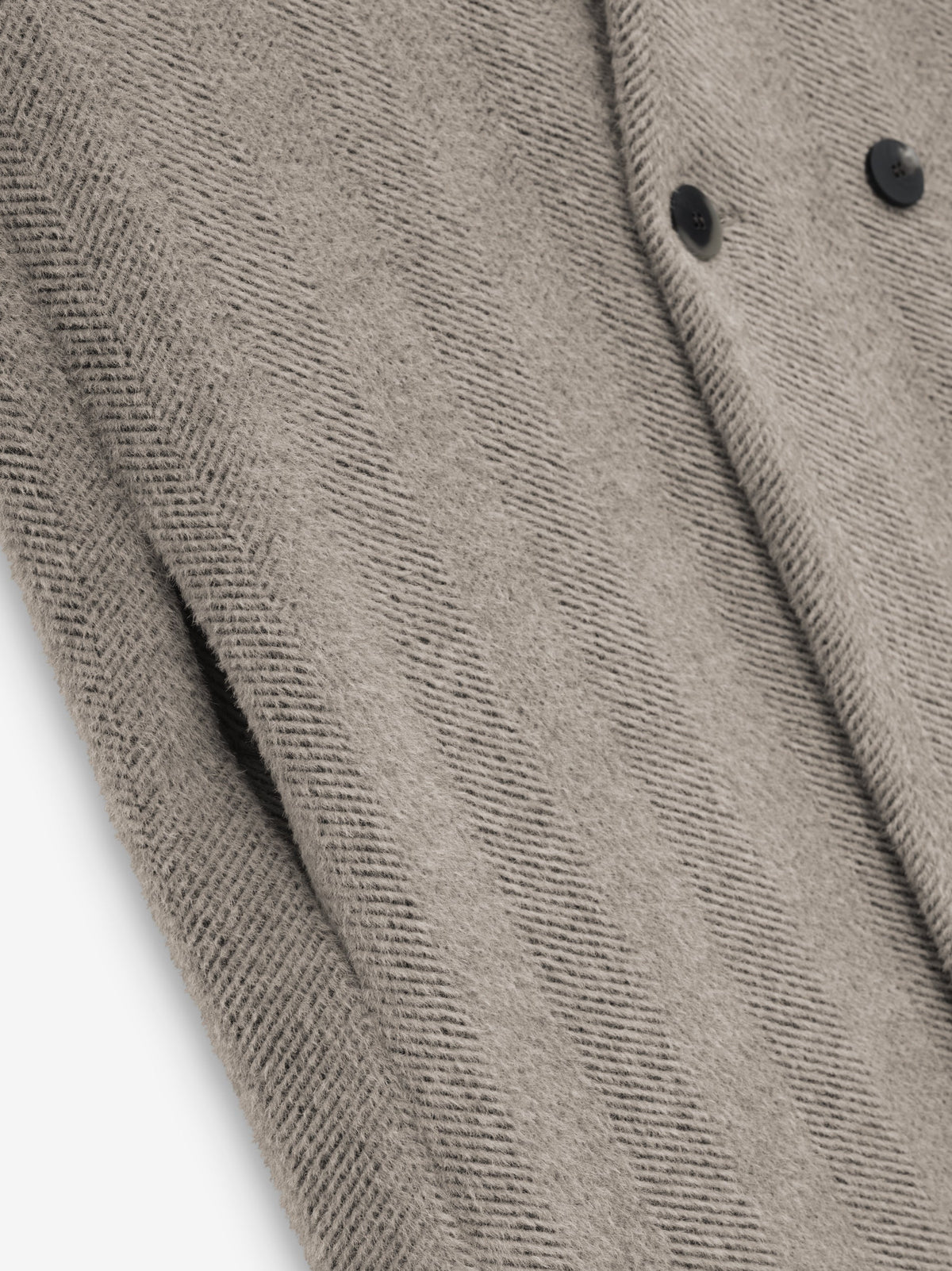 Chevron Brushed Wool Lapelless Overcoat