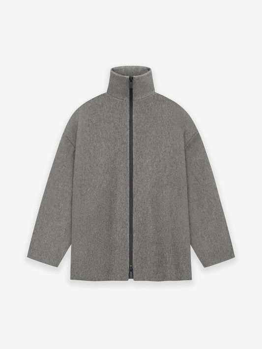 Melange Wool High Neck Jacket