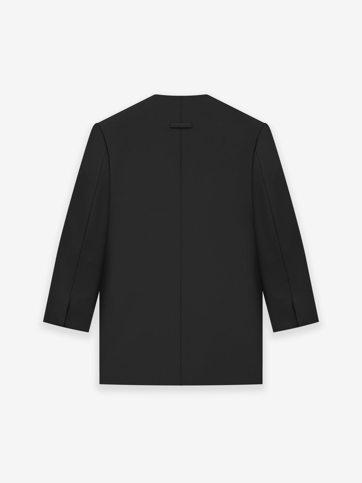 Wool Gabardine Double Breasted Lapelless Blazer