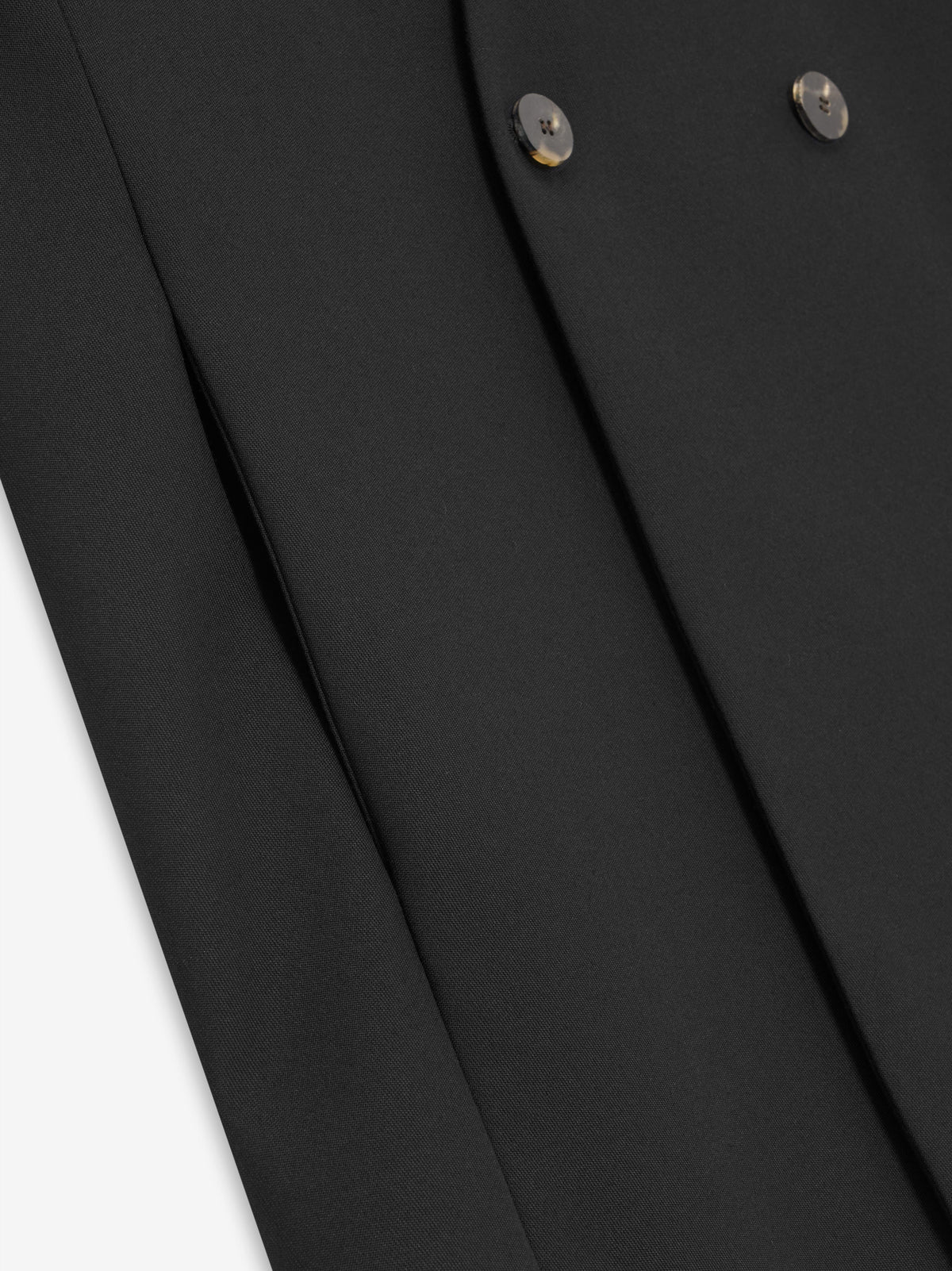 Wool Gabardine Double Breasted Lapelless Blazer