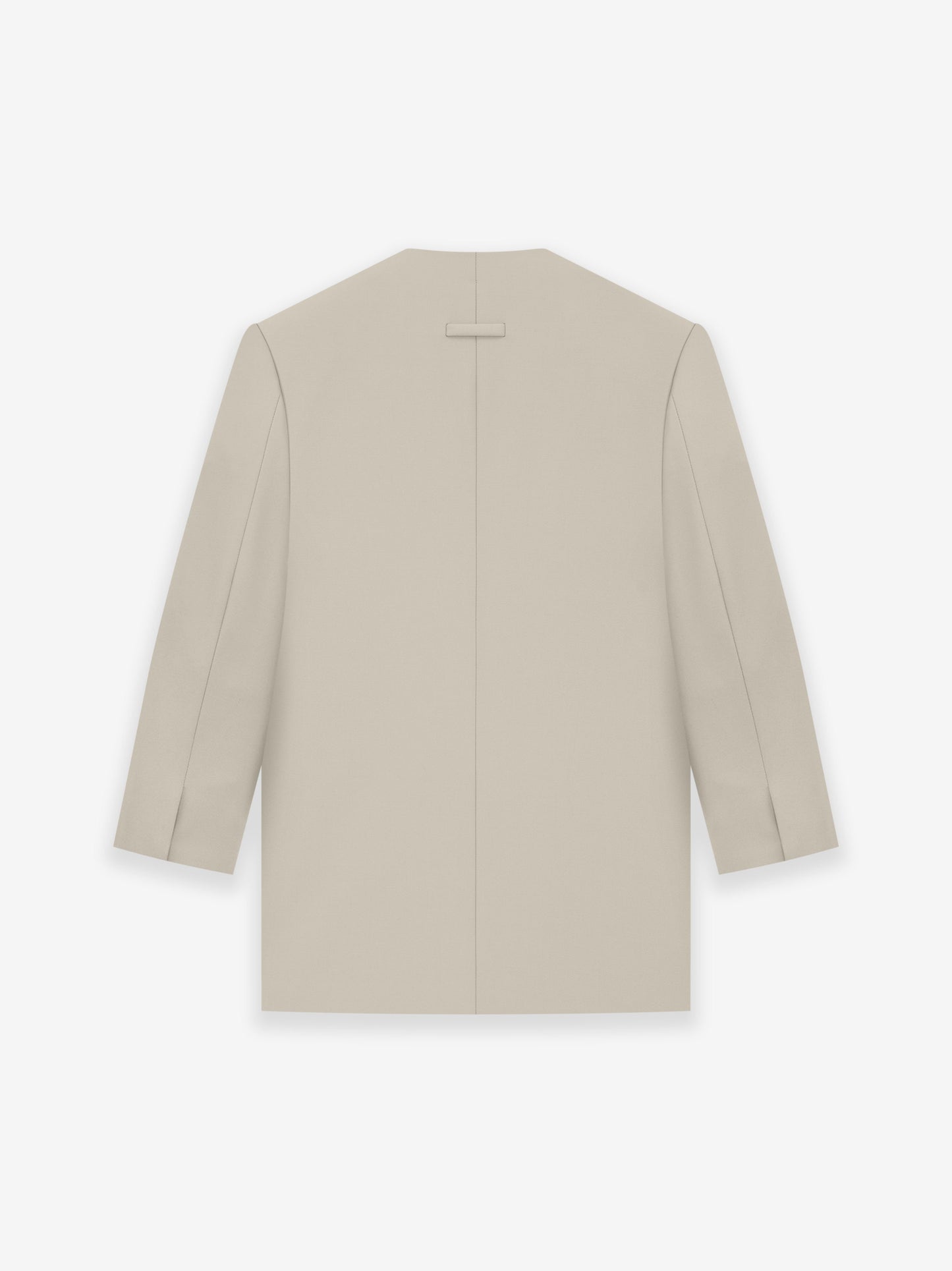 Wool Gabardine Double Breasted Lapelless Blazer