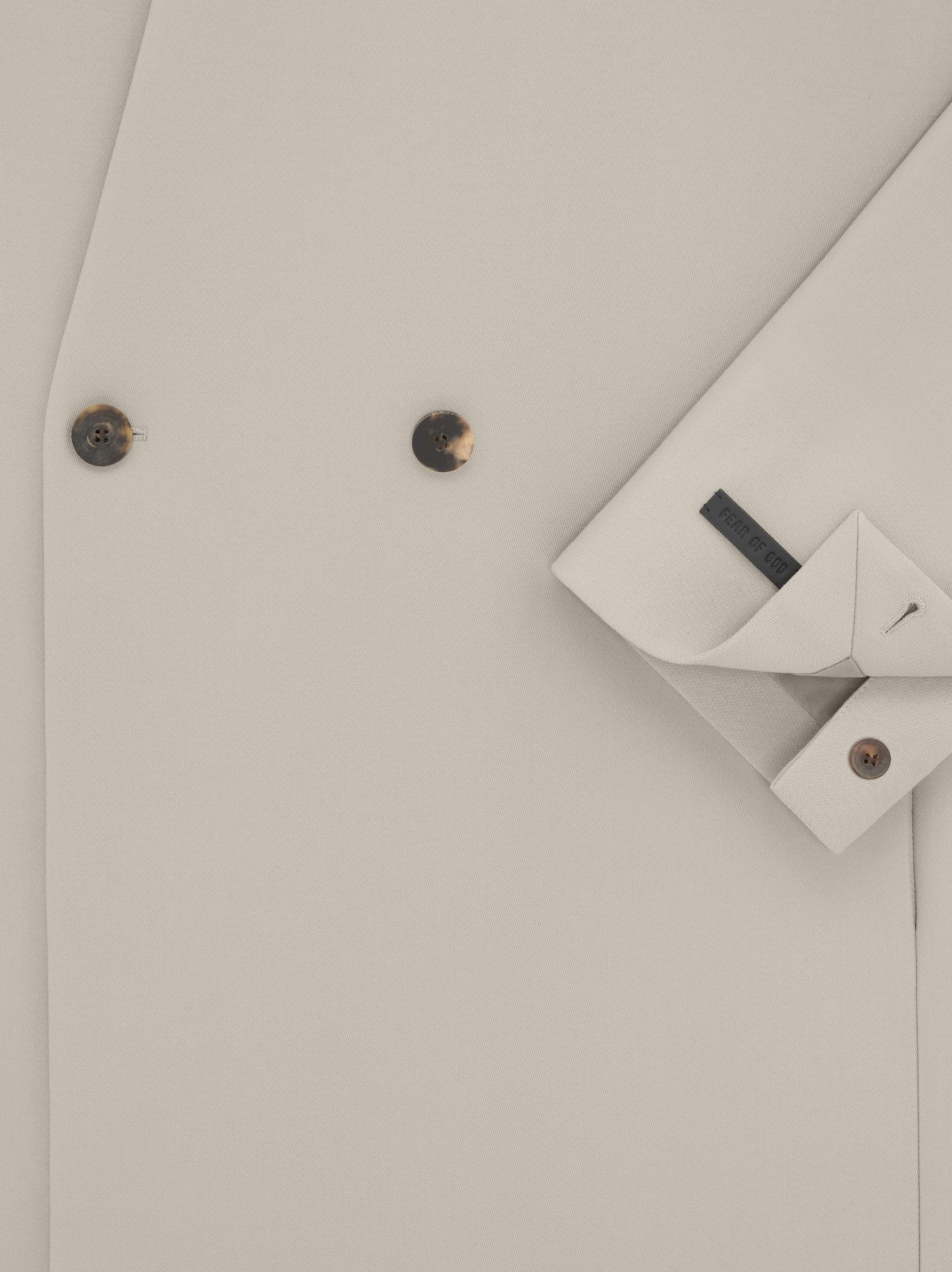 Wool Gabardine Double Breasted Lapelless Blazer