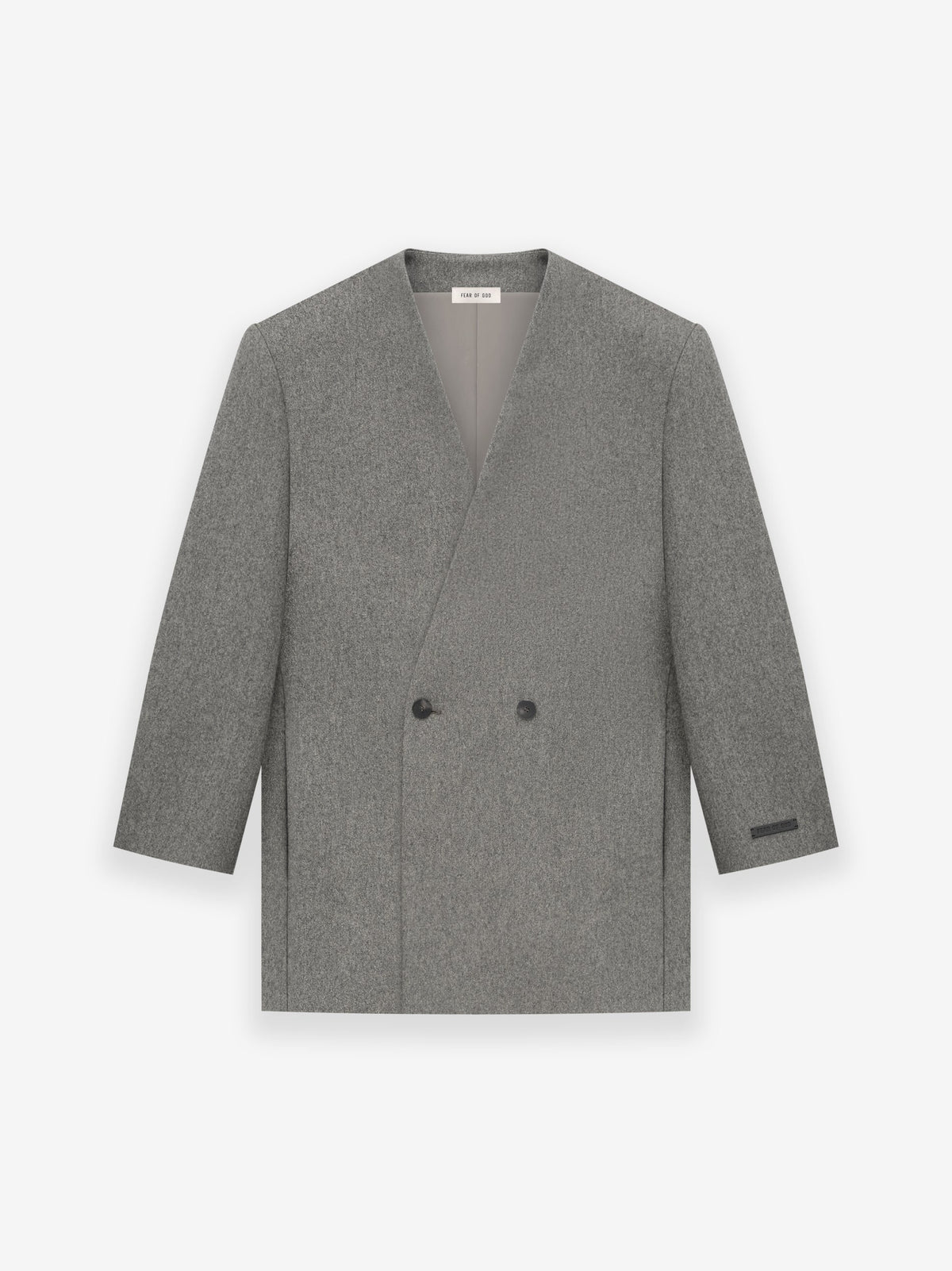 Melange Wool Double Breasted Lapelless Blazer