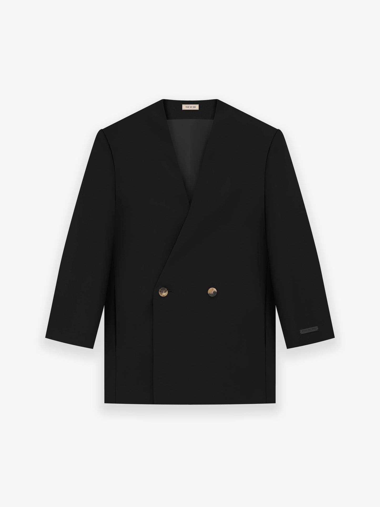 Wool Silk Relaxed Lapelless Blazer
