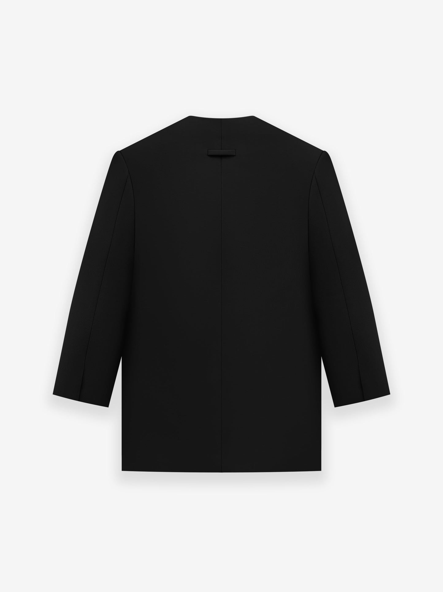 Wool Gabardine Lapelless Suit Jacket