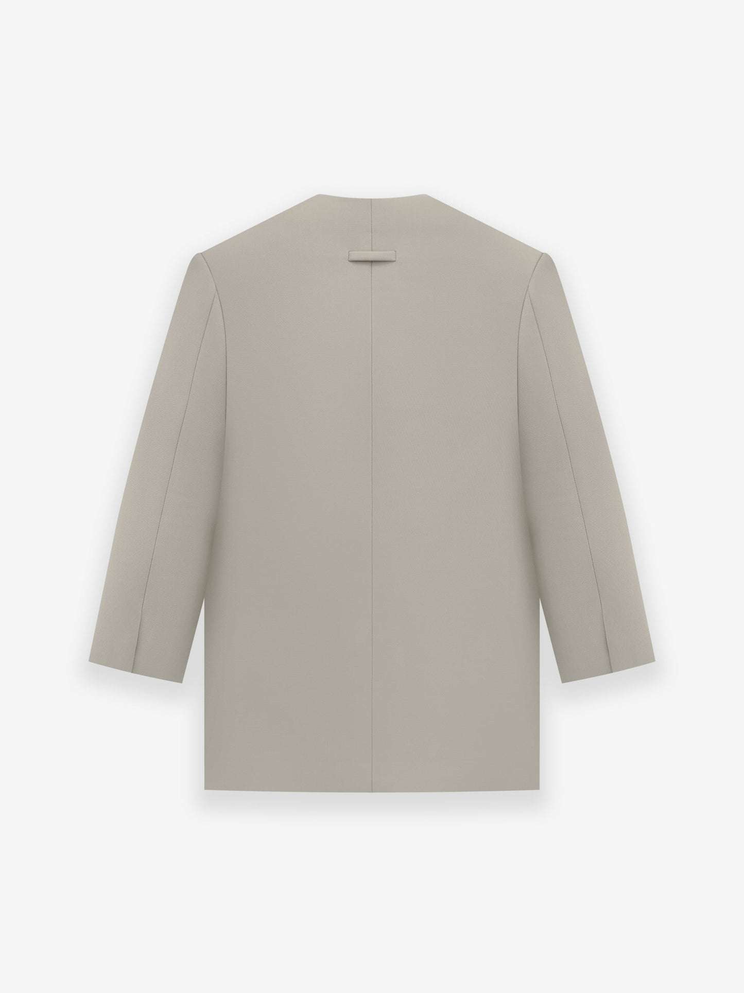 Wool Gabardine Lapelless Suit Jacket