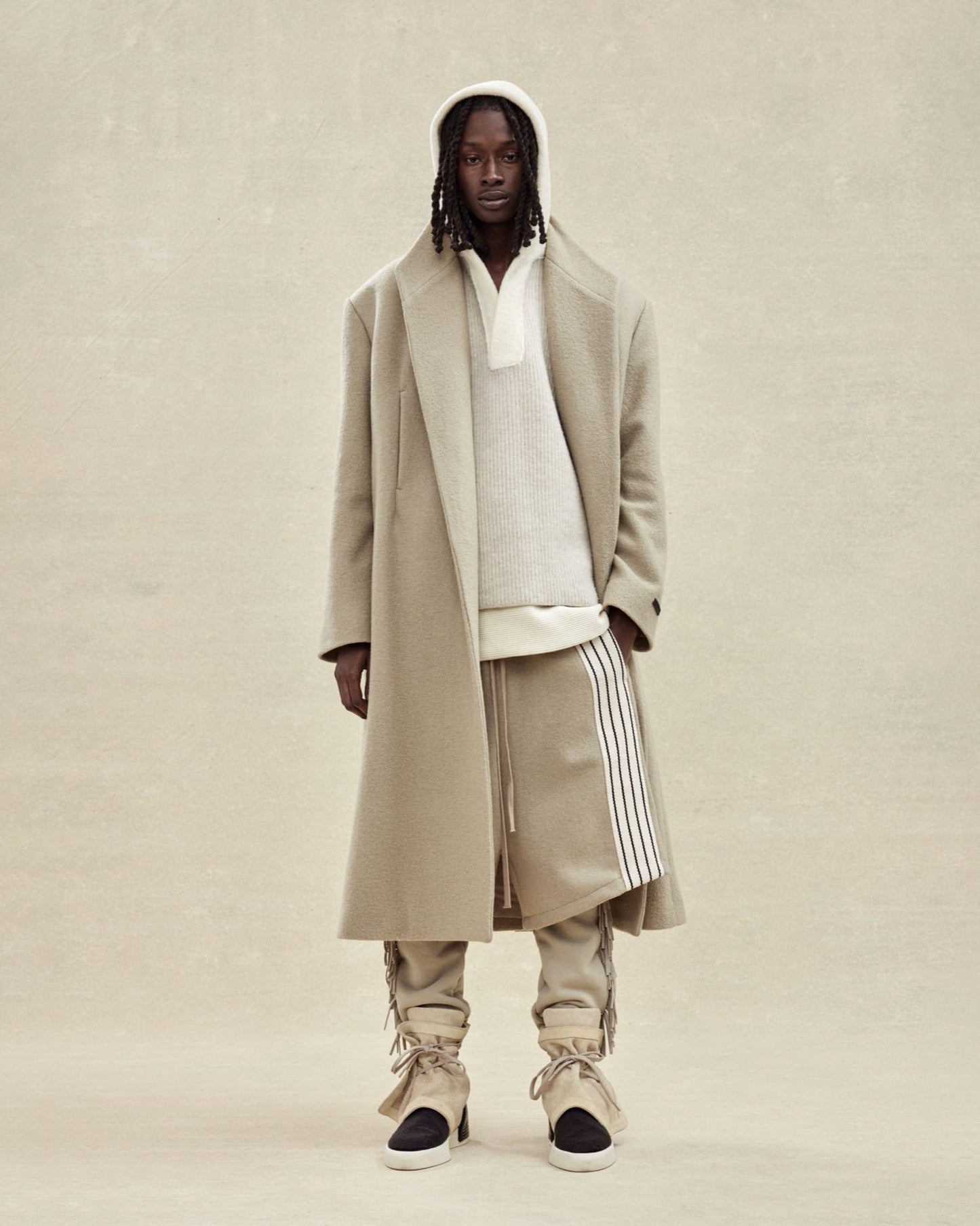 Wool V-Neck Hoodie