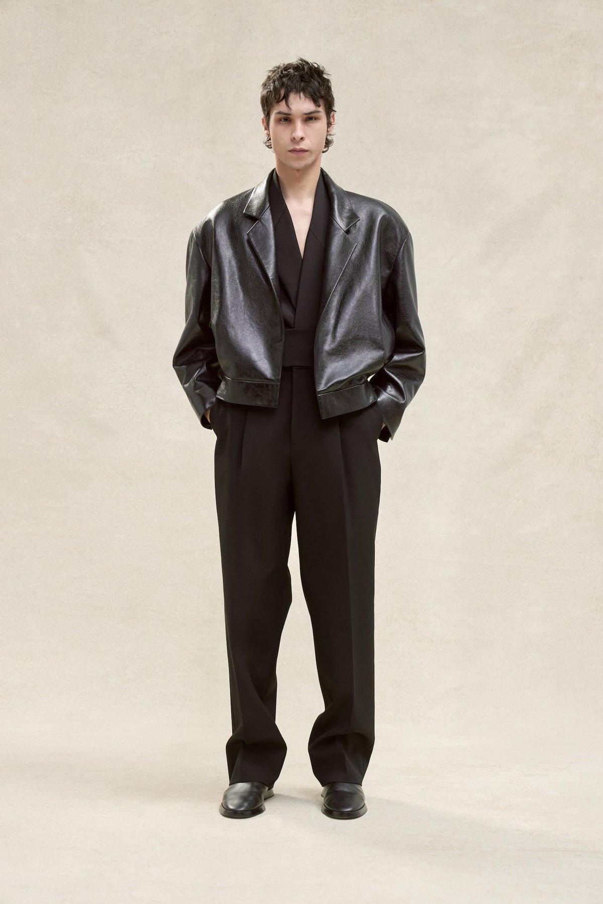 Leather Notch Lapel Jacket